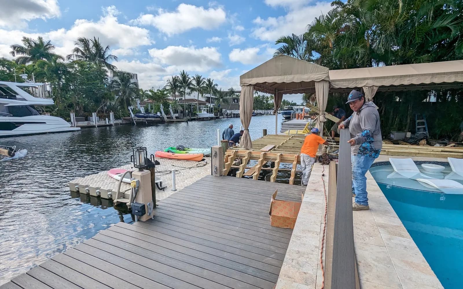 Waterfront deck and dock under construction
