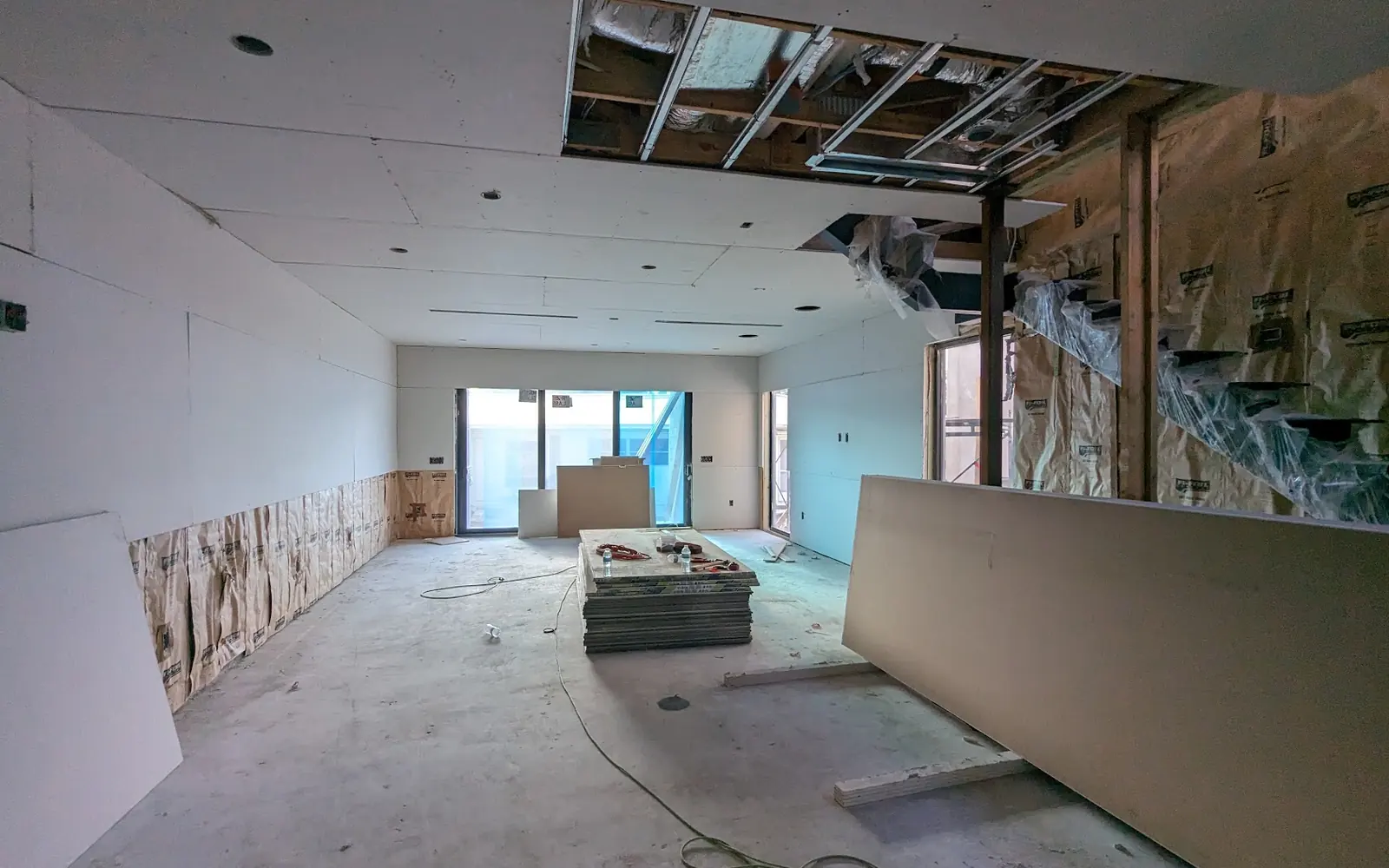 Drywall rebuilt after water damage