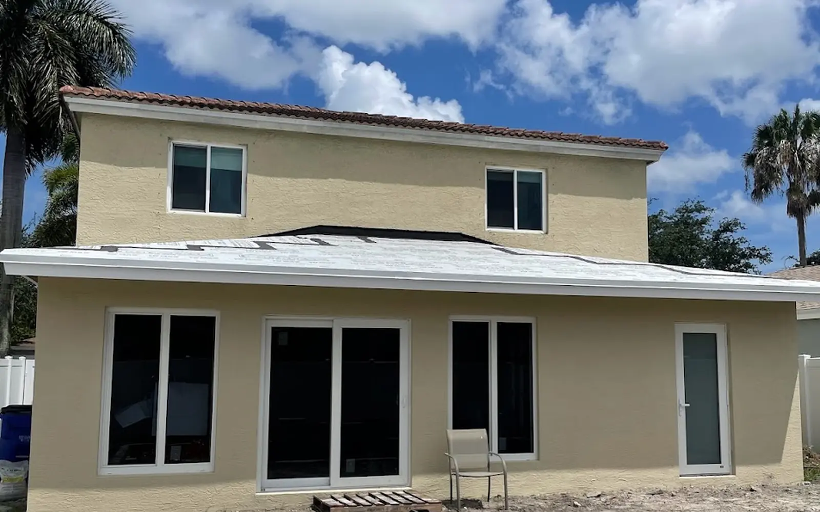 Stucco home exterior ready for shutters