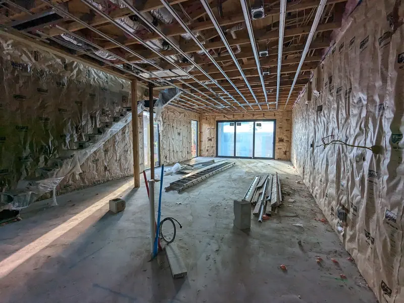 New insulation in open walls