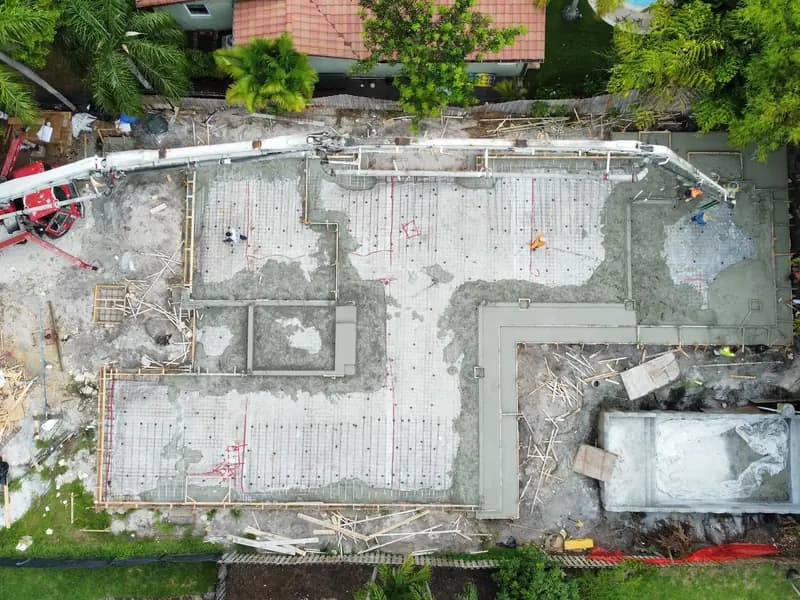 Foundation and slab prep, aerial view