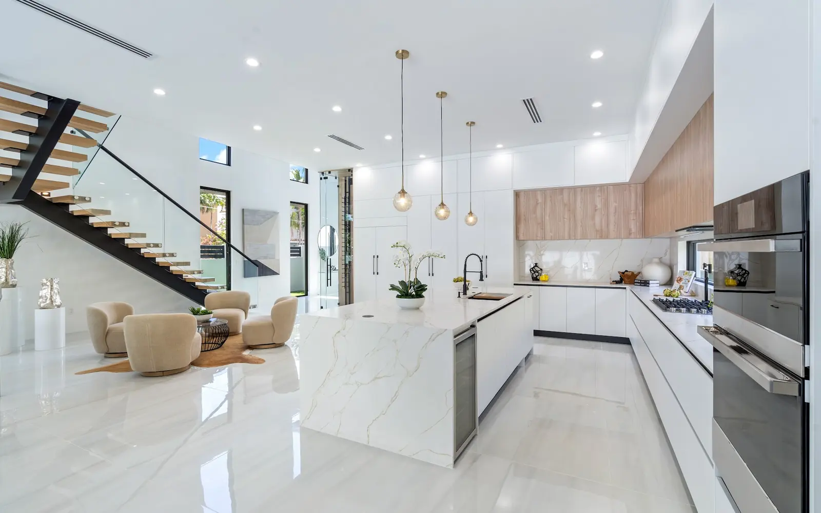 Modern kitchen with island and full-height cabinets