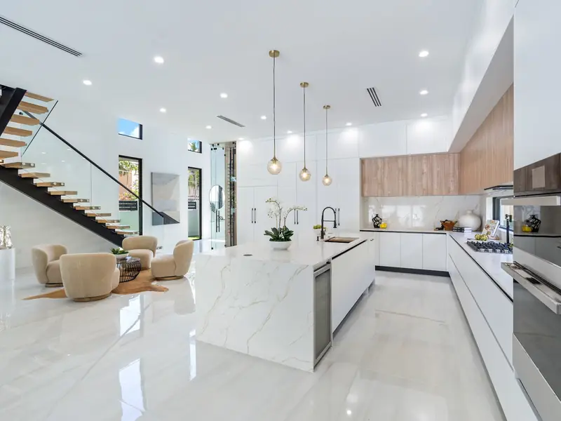 Finished modern kitchen with island