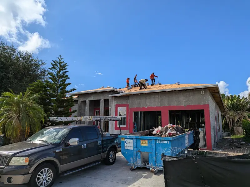Roofing crew on a re-roof in South Florida